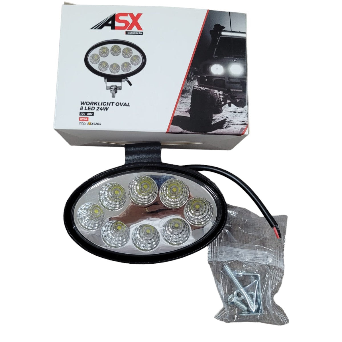 Farol Auxiliar Worklight 4x6 Polegadas Universal 8 LEDs 24W