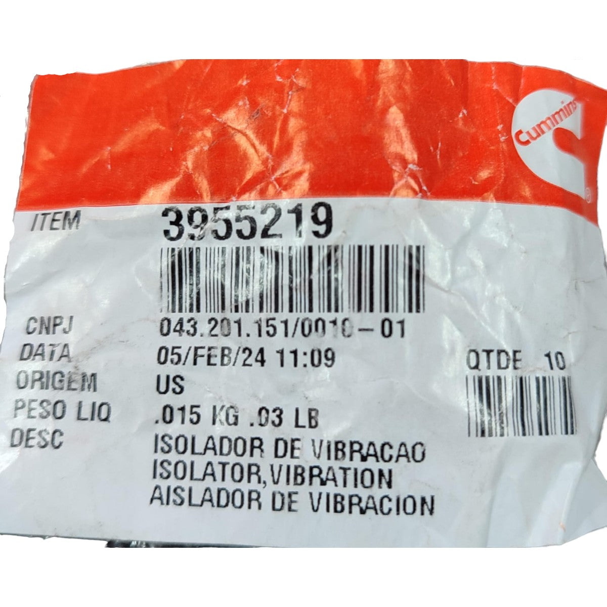 Isolador de Vibração Módulo Eletrônico Motor ISB ISC ISL Ford Cummins