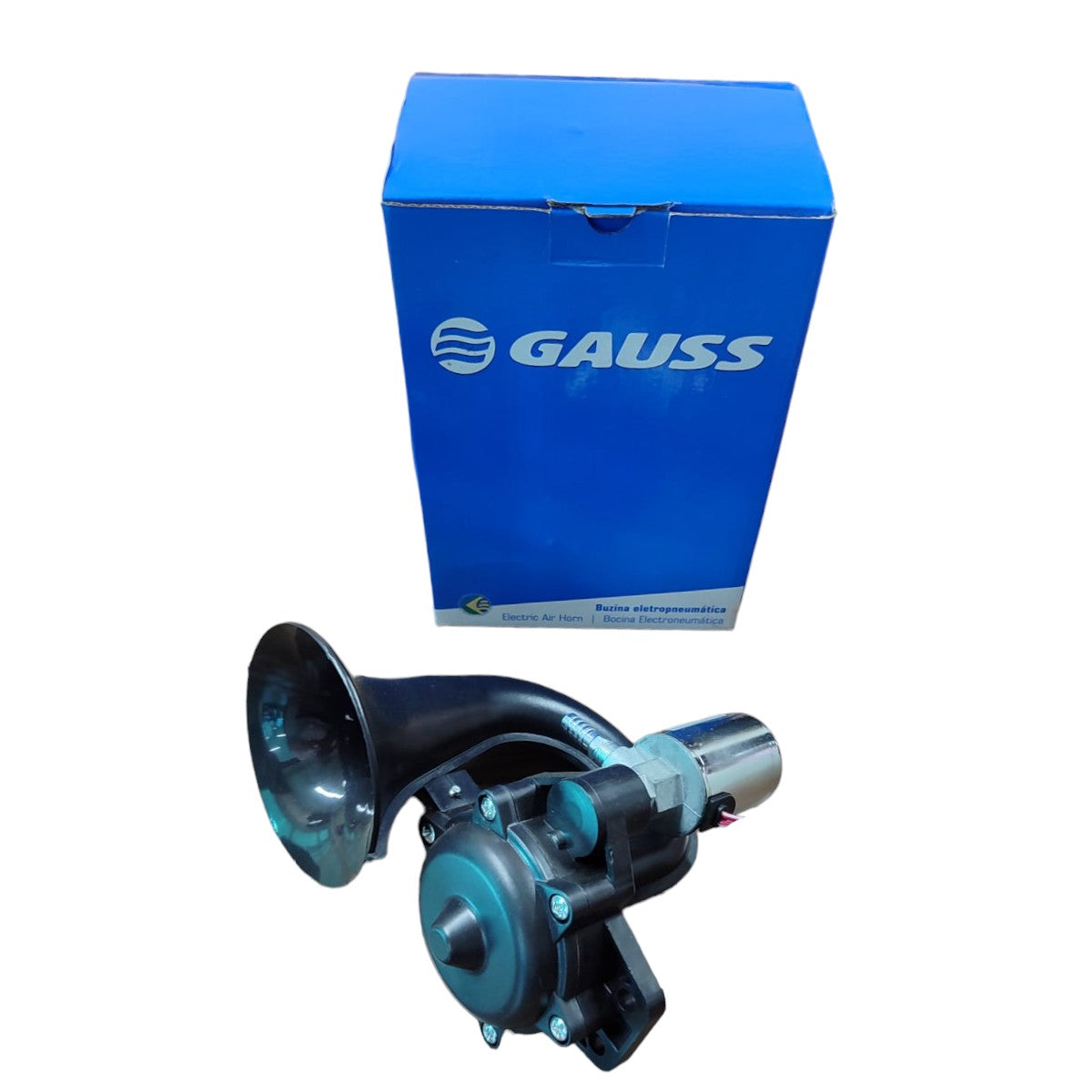 Buzina a Ar 1 Corneta Universal 4A 12/24V Preta Gauss