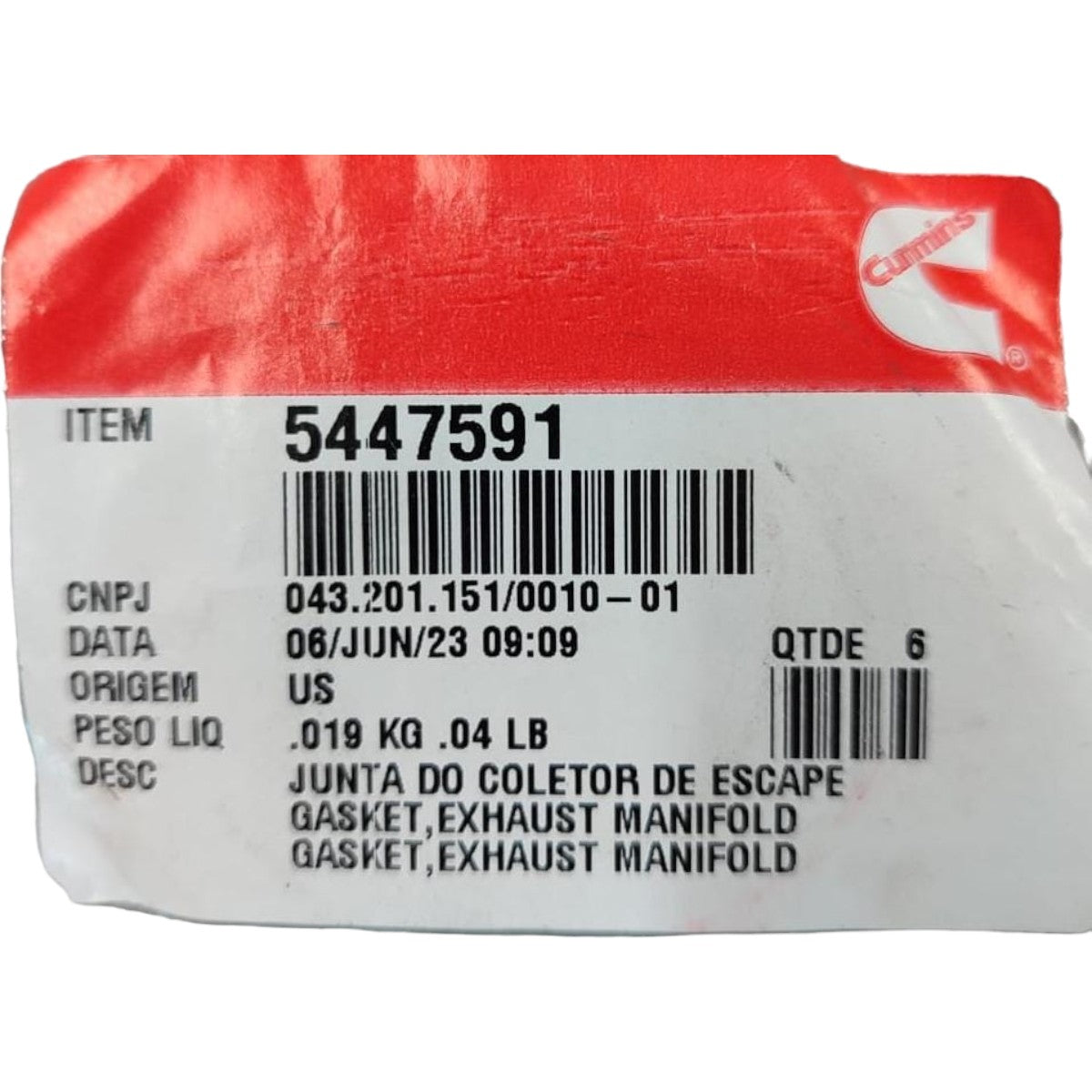 Junta Coletor Escape Motor Cummins ISB/QSB Original