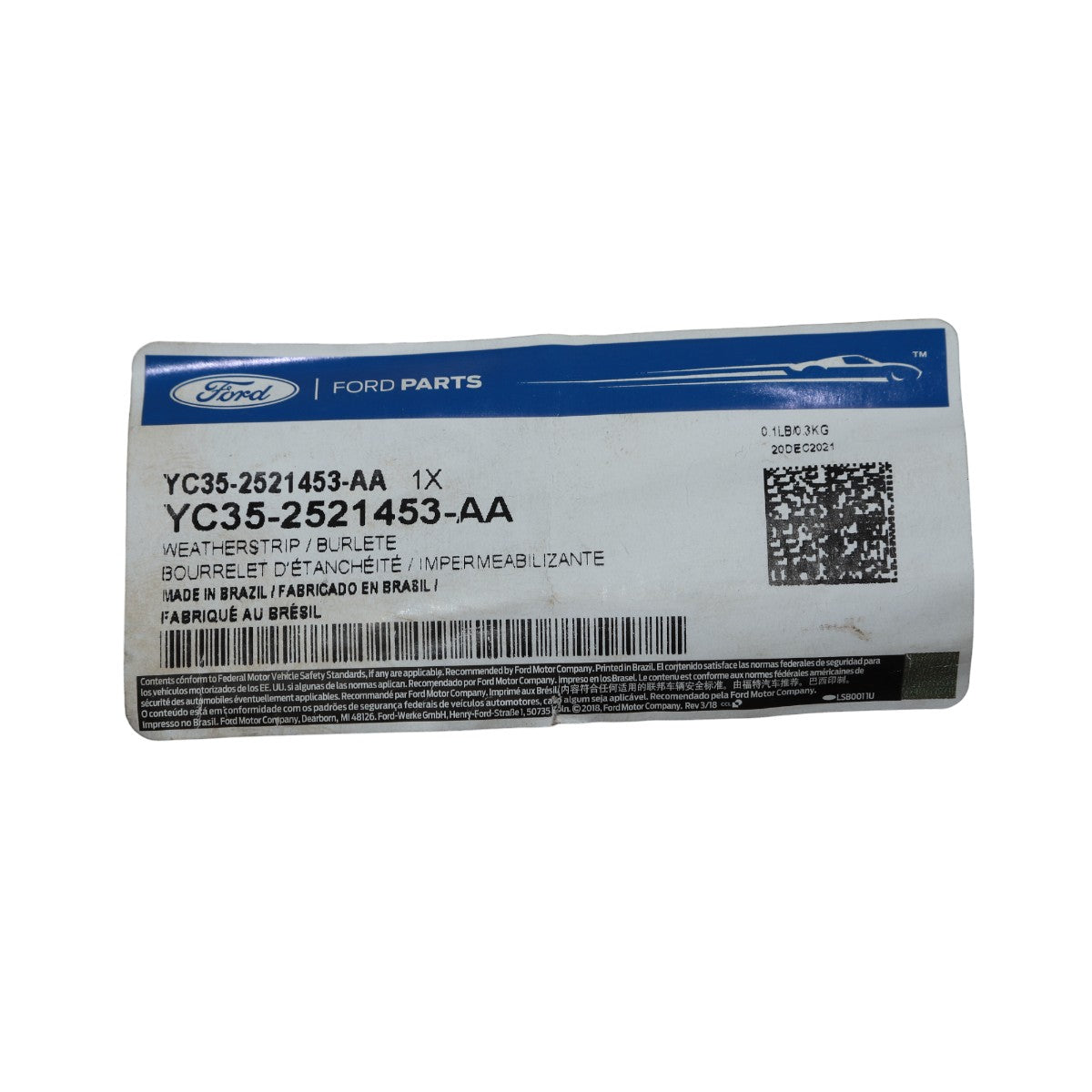 Borracha Externa do Vidro da Porta Lado Esquerdo Ford F-250 F-350 Original