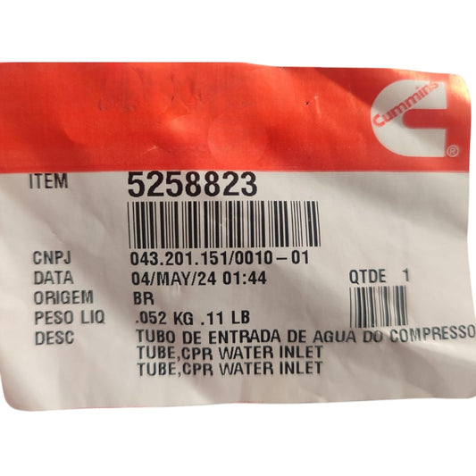 Tubo de Entrada de Água do Compressor Cummins Original