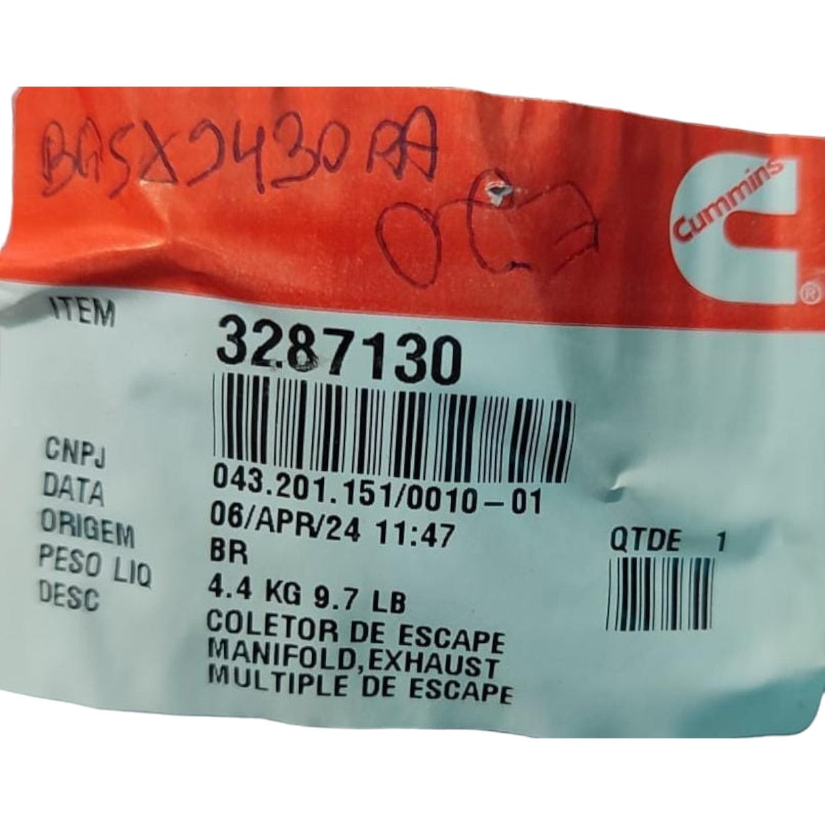 Coletor de Escape Cummins ISB 4CC Eletrônico Original