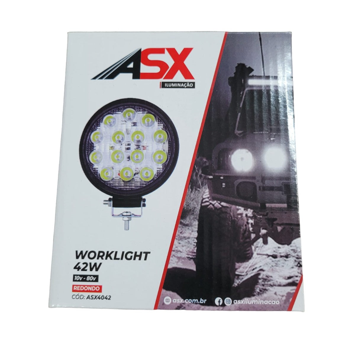 Farol Milha LED Redondo Worklight ASX 14 LEDs 12/24V com Suporte