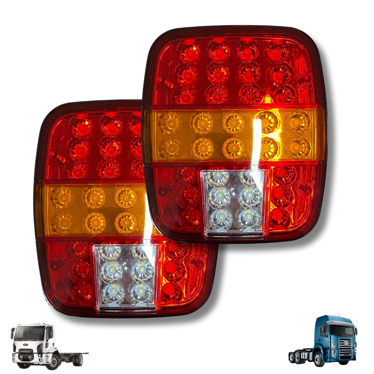 Par Lanterna Traseira Marmitão Led 12-24v Ford Cargo