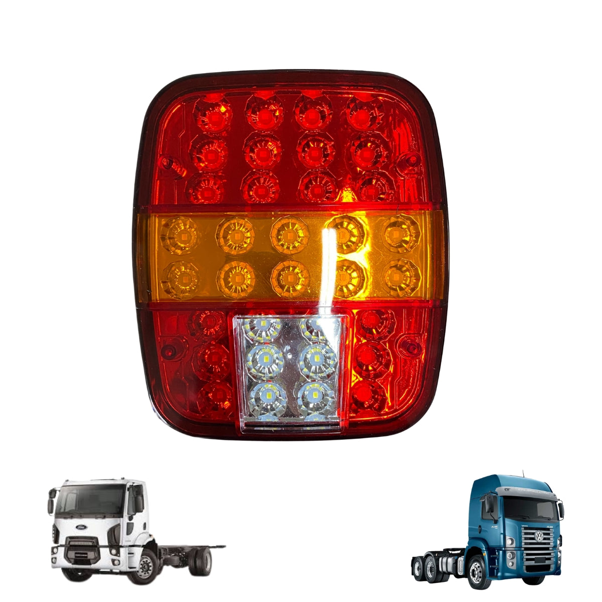 Lanterna Traseira Guerra LED Bivolt 12/24V – Lado Direito para Caminhão e Carreta